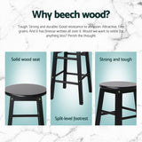 Furniture > Bar Stools & Chairs > Table & Bar Stools - Artiss 4x Bar Stools Round Chairs Wooden Black - Garden Yard