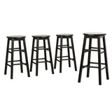 Furniture > Bar Stools & Chairs > Table & Bar Stools - Artiss 4x Bar Stools Round Chairs Wooden Black - Garden Yard