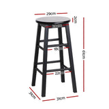 Furniture > Bar Stools & Chairs > Table & Bar Stools - Artiss 4x Bar Stools Round Chairs Wooden Black - Garden Yard