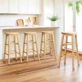 Furniture > Bar Stools & Chairs > Table & Bar Stools - Artiss 4x Bar Stools Round Chairs Wooden Nature - Garden Yard