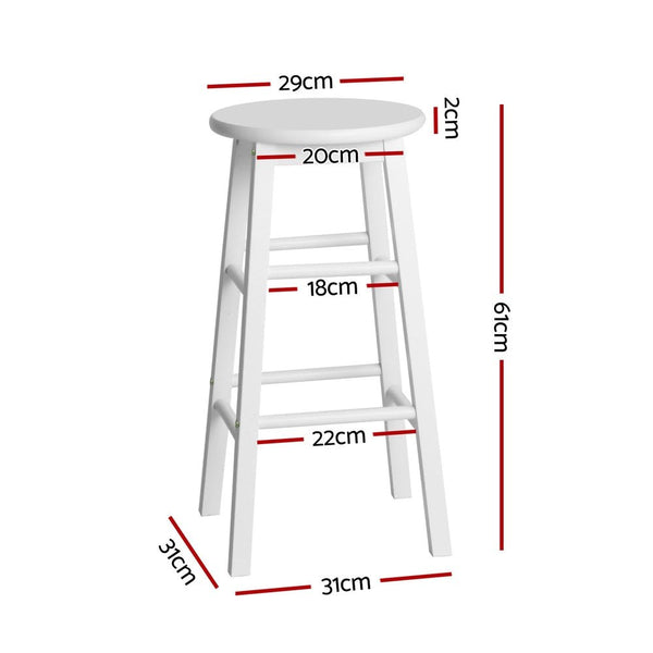 Furniture > Bar Stools & Chairs > Table & Bar Stools - Artiss 4x Bar Stools Round Chairs Wooden White - Garden Yard