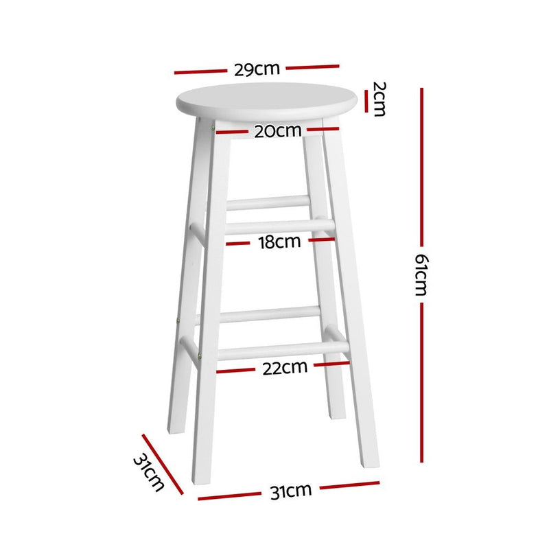 Furniture > Bar Stools & Chairs > Table & Bar Stools - Artiss 4x Bar Stools Round Chairs Wooden White - Garden Yard