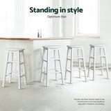 Furniture > Bar Stools & Chairs > Table & Bar Stools - Artiss 4x Bar Stools Round Chairs Wooden White - Garden Yard