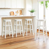 Furniture > Bar Stools & Chairs > Table & Bar Stools - Artiss 4x Bar Stools Round Chairs Wooden White - Garden Yard