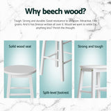 Furniture > Bar Stools & Chairs > Table & Bar Stools - Artiss 4x Bar Stools Round Chairs Wooden White - Garden Yard