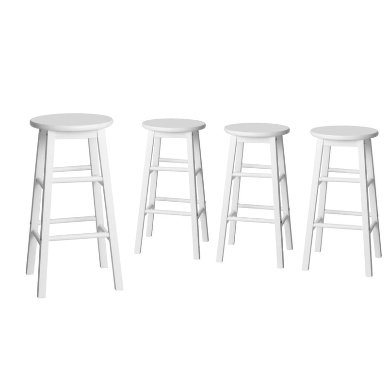 Furniture > Bar Stools & Chairs > Table & Bar Stools - Artiss 4x Bar Stools Round Chairs Wooden White - Garden Yard