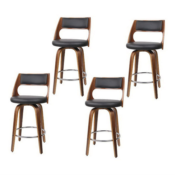 Furniture > Bar Stools & Chairs > Table & Bar Stools - Artiss 4x Bar Stools Swivel Leather Chair 65cm - Garden Yard