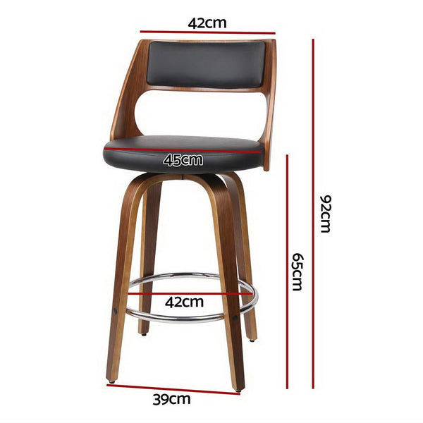 Furniture > Bar Stools & Chairs > Table & Bar Stools - Artiss 4x Bar Stools Swivel Leather Chair 65cm - Garden Yard