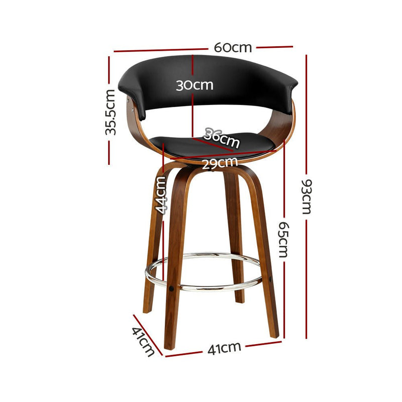 Furniture > Bar Stools & Chairs > Table & Bar Stools - Artiss 4x Bar Stools Swivel PU Seat Wooden - Garden Yard