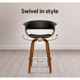 Furniture > Bar Stools & Chairs > Table & Bar Stools - Artiss 4x Bar Stools Swivel PU Seat Wooden - Garden Yard