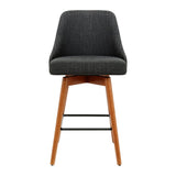 Furniture > Bar Stools & Chairs > Table & Bar Stools - Artiss 4x Bar Stools Swivel Seat Wooden Charcoal - Garden Yard