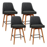 Furniture > Bar Stools & Chairs > Table & Bar Stools - Artiss 4x Bar Stools Swivel Seat Wooden Charcoal - Garden Yard