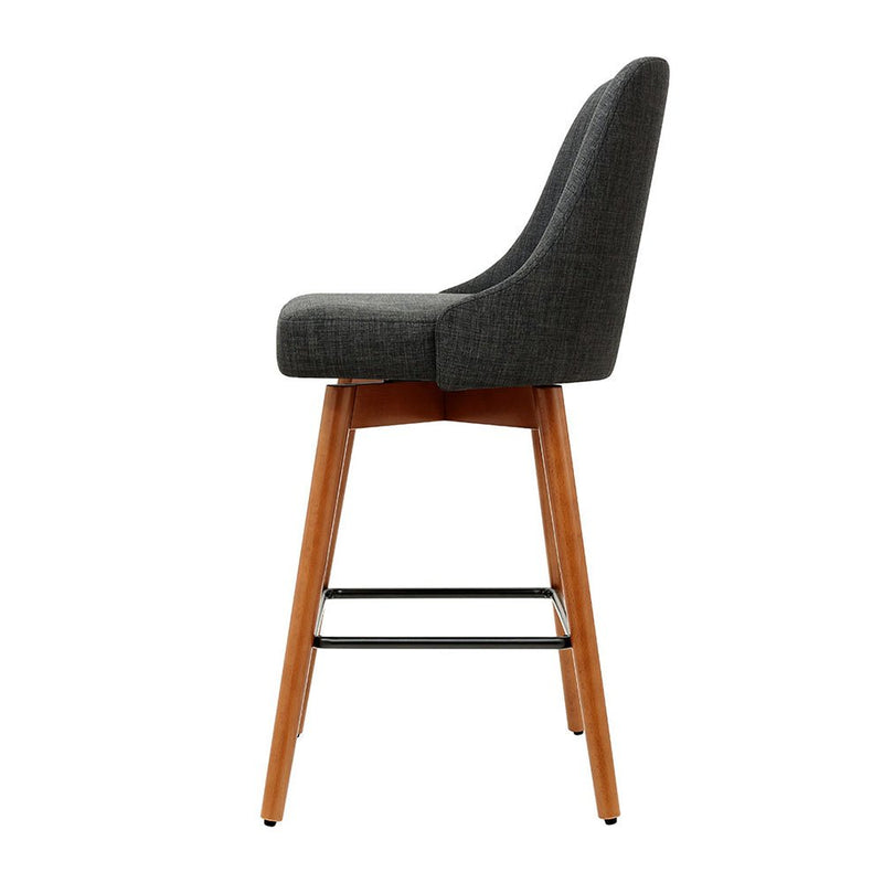 Furniture > Bar Stools & Chairs > Table & Bar Stools - Artiss 4x Bar Stools Swivel Seat Wooden Charcoal - Garden Yard