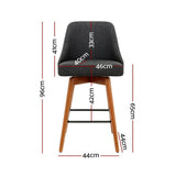 Furniture > Bar Stools & Chairs > Table & Bar Stools - Artiss 4x Bar Stools Swivel Seat Wooden Charcoal - Garden Yard