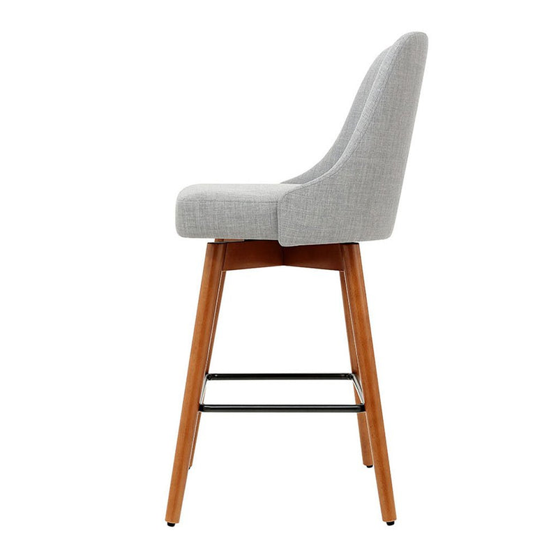 Furniture > Bar Stools & Chairs > Table & Bar Stools - Artiss 4x Bar Stools Swivel Seat Wooden Grey - Garden Yard