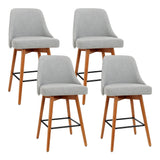 Furniture > Bar Stools & Chairs > Table & Bar Stools - Artiss 4x Bar Stools Swivel Seat Wooden Grey - Garden Yard