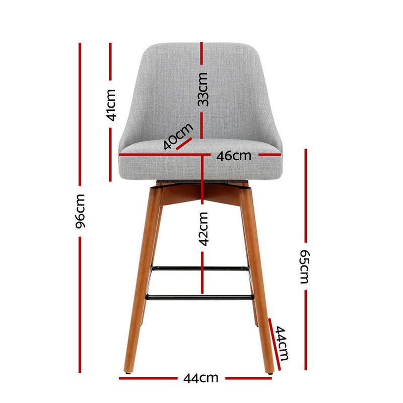 Furniture > Bar Stools & Chairs > Table & Bar Stools - Artiss 4x Bar Stools Swivel Seat Wooden Grey - Garden Yard