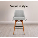 Furniture > Bar Stools & Chairs > Table & Bar Stools - Artiss 4x Bar Stools Swivel Seat Wooden Grey - Garden Yard