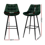 Furniture > Bar Stools & Chairs > Table & Bar Stools - Artiss 4x Bar Stools Velvet Chairs Green - Garden Yard