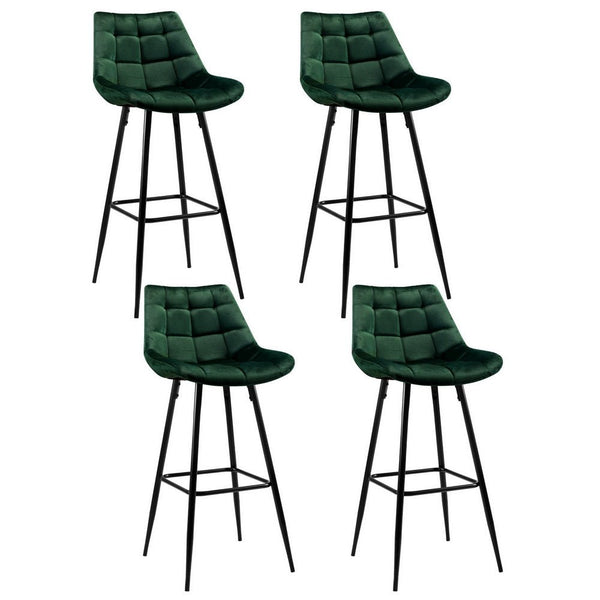 Furniture > Bar Stools & Chairs > Table & Bar Stools - Artiss 4x Bar Stools Velvet Chairs Green - Garden Yard