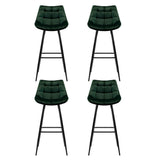 Furniture > Bar Stools & Chairs > Table & Bar Stools - Artiss 4x Bar Stools Velvet Chairs Green - Garden Yard