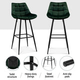 Furniture > Bar Stools & Chairs > Table & Bar Stools - Artiss 4x Bar Stools Velvet Chairs Green - Garden Yard