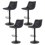 Furniture > Bar Stools & Chairs > Table & Bar Stools - Artiss 4x Bar Stools Vintage Leather Swivel Gas Lift Black - Garden Yard