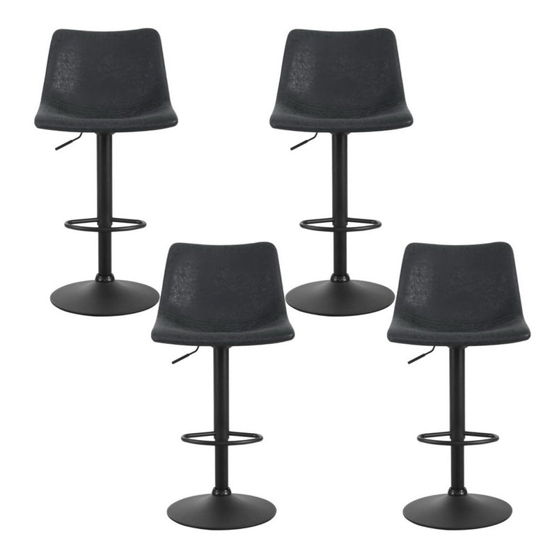 Furniture > Bar Stools & Chairs > Table & Bar Stools - Artiss 4x Bar Stools Vintage Leather Swivel Gas Lift Black - Garden Yard