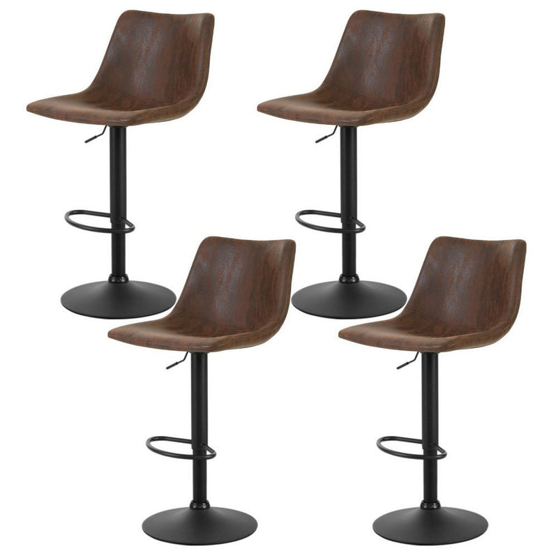 Furniture > Bar Stools & Chairs > Table & Bar Stools - Artiss 4x Bar Stools Vintage Leather Swivel Gas Lift Brown - Garden Yard