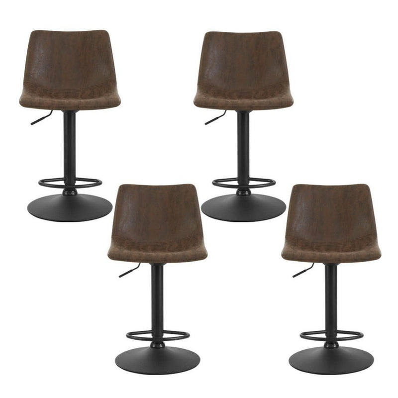 Furniture > Bar Stools & Chairs > Table & Bar Stools - Artiss 4x Bar Stools Vintage Leather Swivel Gas Lift Brown - Garden Yard