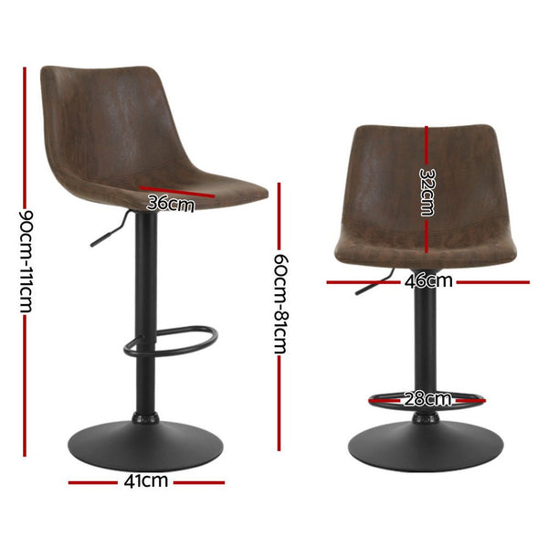 Furniture > Bar Stools & Chairs > Table & Bar Stools - Artiss 4x Bar Stools Vintage Leather Swivel Gas Lift Brown - Garden Yard