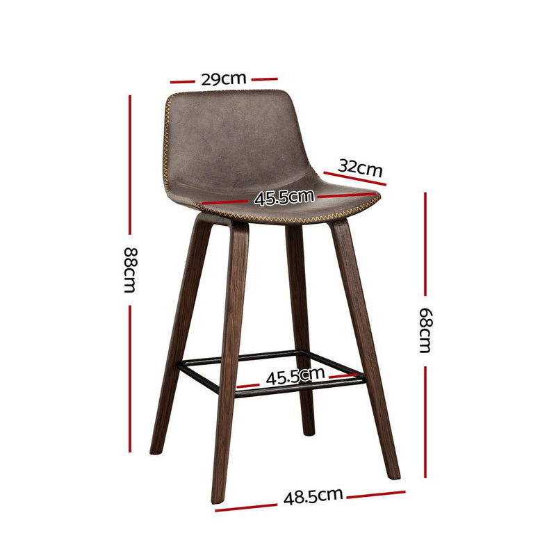 Furniture > Bar Stools & Chairs > Table & Bar Stools - Artiss 4x Bar Stools Vintage Leather Wooden - Garden Yard