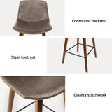 Furniture > Bar Stools & Chairs > Table & Bar Stools - Artiss 4x Bar Stools Vintage Leather Wooden - Garden Yard