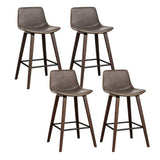 Furniture > Bar Stools & Chairs > Table & Bar Stools - Artiss 4x Bar Stools Vintage Leather Wooden - Garden Yard