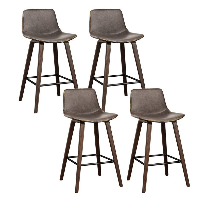 Furniture > Bar Stools & Chairs > Table & Bar Stools - Artiss 4x Bar Stools Vintage Leather Wooden - Garden Yard