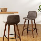 Furniture > Bar Stools & Chairs > Table & Bar Stools - Artiss 4x Bar Stools Vintage Leather Wooden - Garden Yard