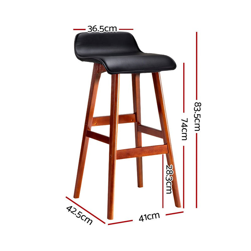 Furniture > Bar Stools & Chairs > Table & Bar Stools - Artiss 4x Bar Stools Wooden Stool Black - Garden Yard