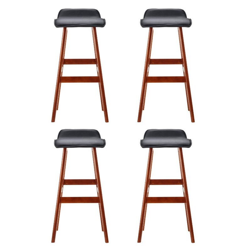 Furniture > Bar Stools & Chairs > Table & Bar Stools - Artiss 4x Bar Stools Wooden Stool Black - Garden Yard