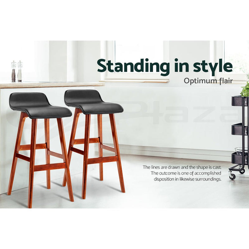 Furniture > Bar Stools & Chairs > Table & Bar Stools - Artiss 4x Bar Stools Wooden Stool Black - Garden Yard