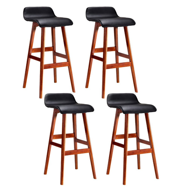 Furniture > Bar Stools & Chairs > Table & Bar Stools - Artiss 4x Bar Stools Wooden Stool Black - Garden Yard