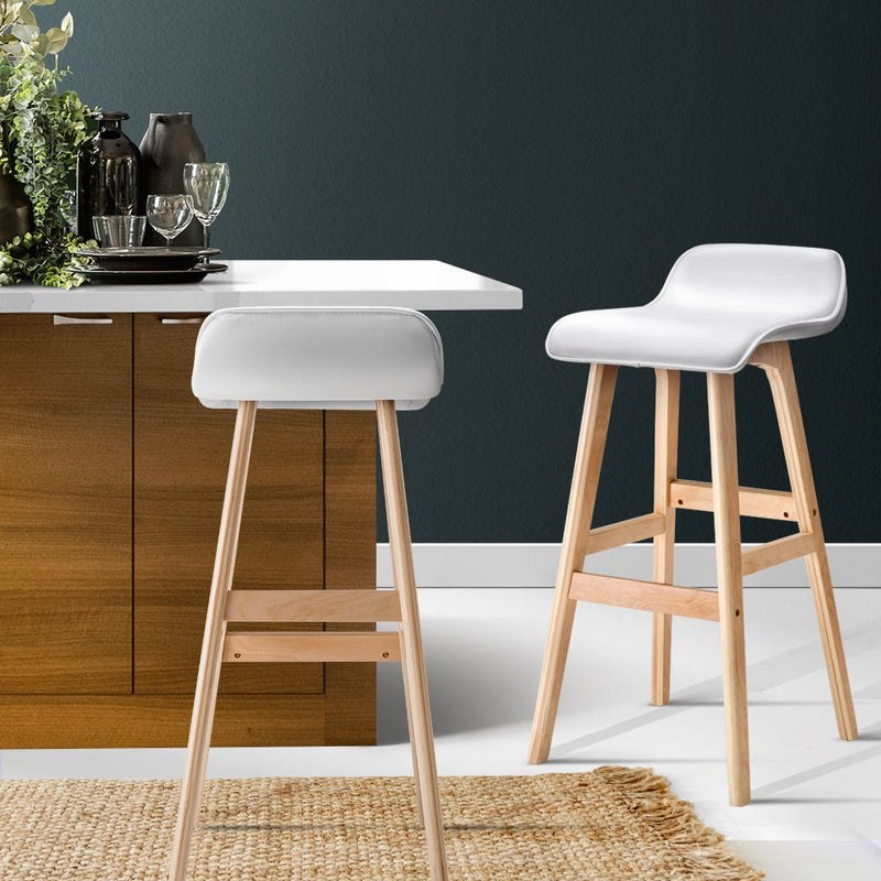 Furniture > Bar Stools & Chairs > Table & Bar Stools - Artiss 4x Bar Stools Wooden Stool White - Garden Yard