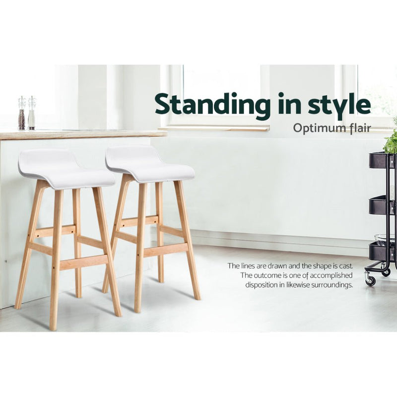 Furniture > Bar Stools & Chairs > Table & Bar Stools - Artiss 4x Bar Stools Wooden Stool White - Garden Yard