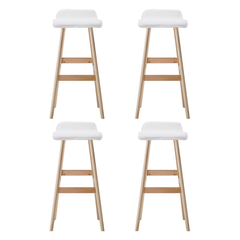 Furniture > Bar Stools & Chairs > Table & Bar Stools - Artiss 4x Bar Stools Wooden Stool White - Garden Yard