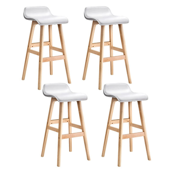 Furniture > Bar Stools & Chairs > Table & Bar Stools - Artiss 4x Bar Stools Wooden Stool White - Garden Yard