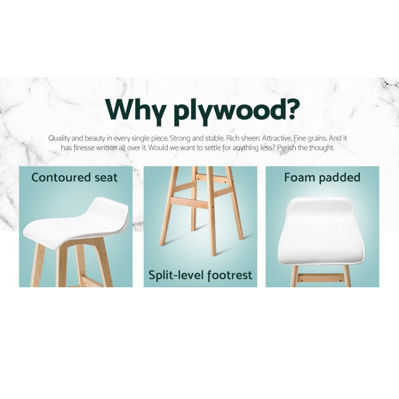 Furniture > Bar Stools & Chairs > Table & Bar Stools - Artiss 4x Bar Stools Wooden Stool White - Garden Yard