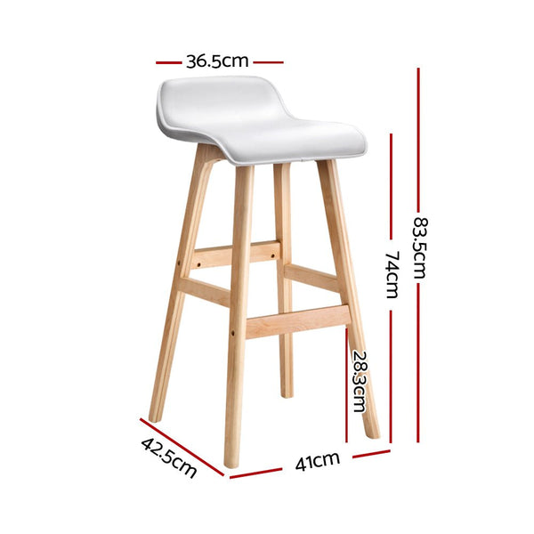 Furniture > Bar Stools & Chairs > Table & Bar Stools - Artiss 4x Bar Stools Wooden Stool White - Garden Yard