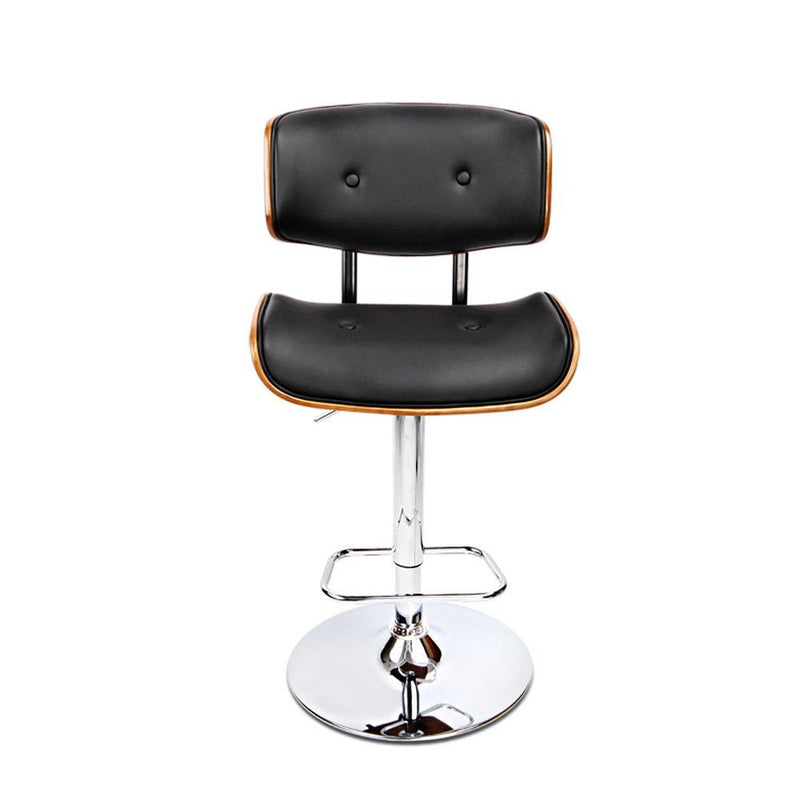 Furniture > Bar Stools & Chairs > Table & Bar Stools - Artiss Bar Stools Gas Lift Leather Black - Garden Yard
