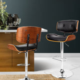 Furniture > Bar Stools & Chairs > Table & Bar Stools - Artiss Bar Stools Gas Lift Leather Black - Garden Yard