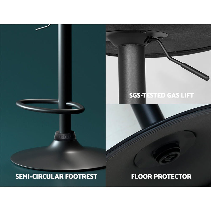 Furniture > Bar Stools & Chairs > Table & Bar Stools - Artiss Bar Stools Kitchen Counter Stools Swivel Gas Lift Vintage Chairs Black x2 - Garden Yard