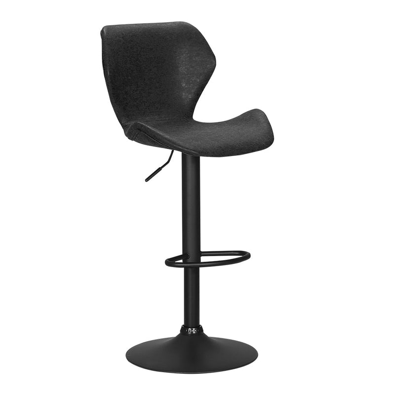 Furniture > Bar Stools & Chairs > Table & Bar Stools - Artiss Bar Stools Kitchen Counter Stools Swivel Gas Lift Vintage Chairs Black x2 - Garden Yard